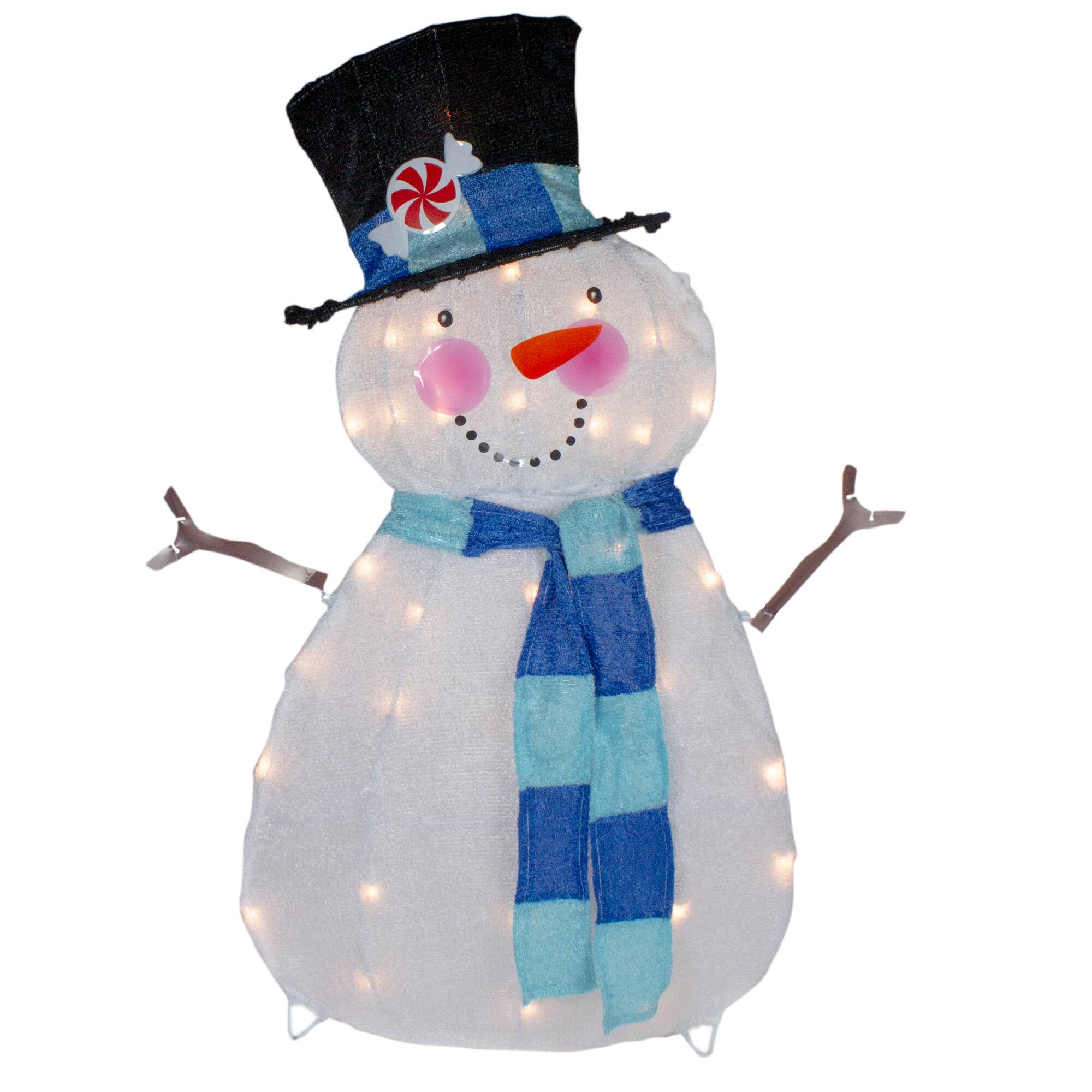 Northlight - Lighted Chenille Snowman Outdoor Christmas Decoration - 32" - Lights - White