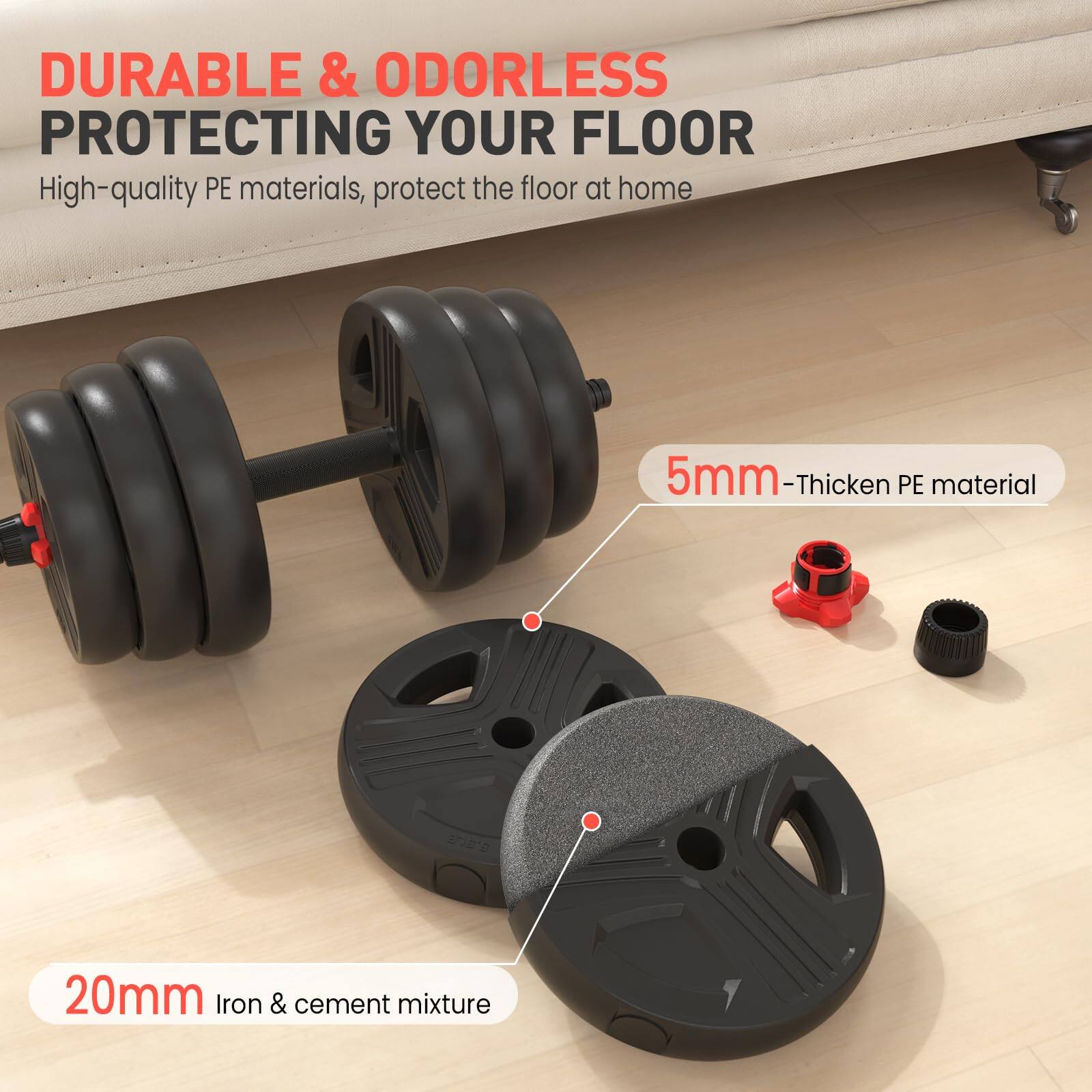 DURABLE & ODORLESS  
PROTECTING YOUR FLOOR  

High-quality PE materials, protect the floor at home  

5mm-Thicken PE material  

20mm Iron & cement mixture