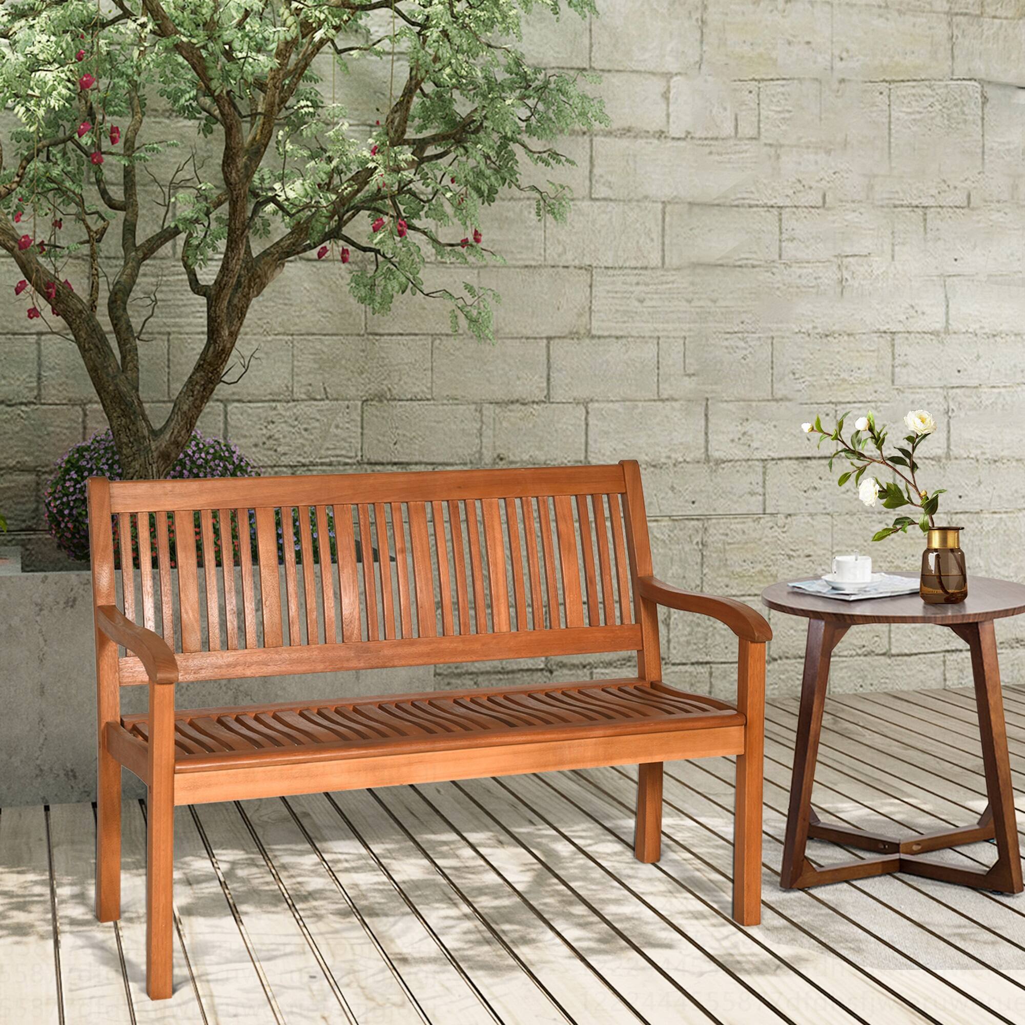 Alt View 1. Costway - Costway 50" Two Person Outdoor Garden Bench Loveseat Porch Chair Solid Wood W/Armrest - Natural.
