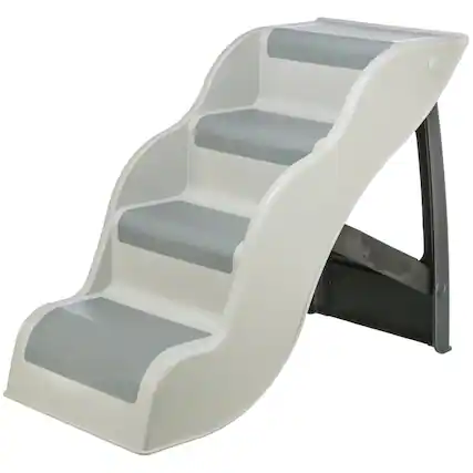 Front. TRIXIE - 4-Step Pet Stairs, Lightweight and Collapsible Steps Ideal for Dogs & Cats, Gray - Gray.
