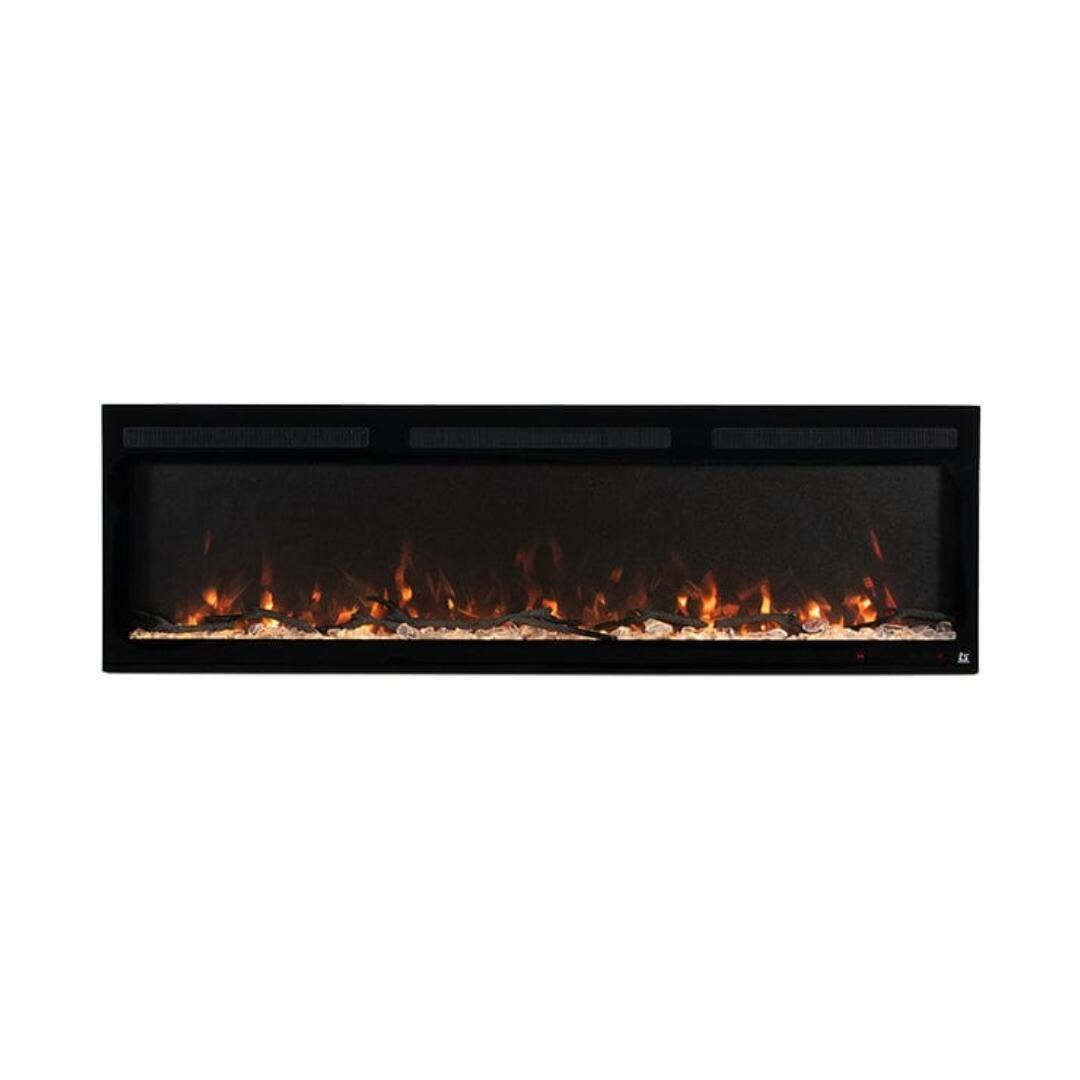 Front. Touchstone Home Products - 65 in. Wall Mounted Recessed Sideline Fury Smart Electric Fireplace 1500W - Black.