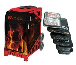 Zuca - "Blaze" Sport Insert Bag, Red Frame w. Flashing Wheels, Packing Pouches - Black