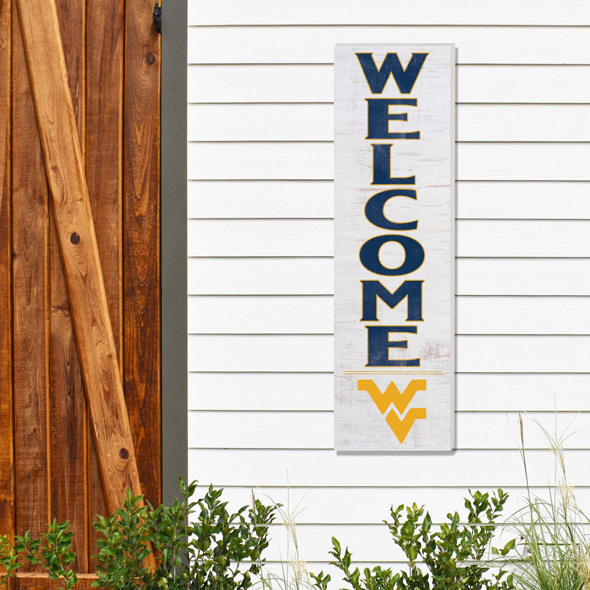 Alt View 1. Jardine - West Virginia Mountaineers 10'' x 35'' Indoor/Outdoor Welcome Sign - White.