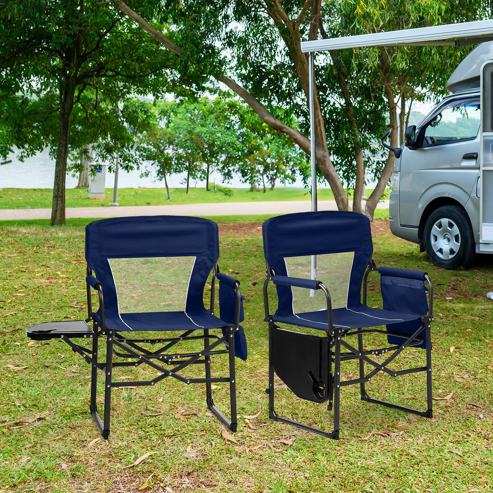 Alt View 5. Winado - 1PC Camping Directors Chair Portable Folding with Side Table, Carry Bag for Outdoor Adults Camping Beach Fishing Picnic - Blue.