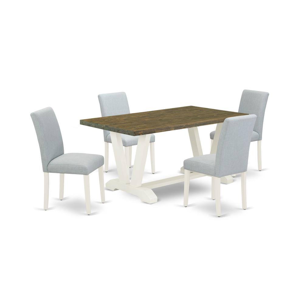 Left. East West Furniture - East West Furniture 5-Pc dining room table set Includes 4 Kitchen Chairs with Upholstered Seat and High Back and a - Multi-Color.