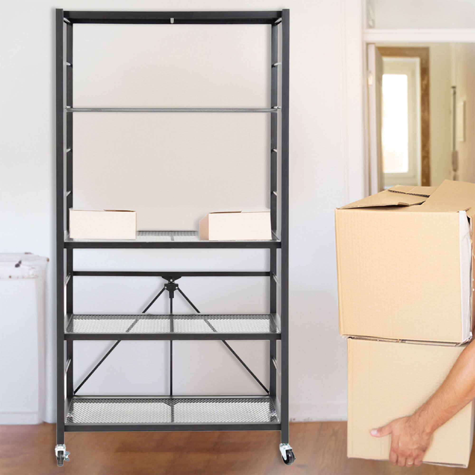 Alt View 2. Origami - Origami R2 Series Folding Steel Adjustable Shelving Storage Rack, 2 Pack, Black - Black.