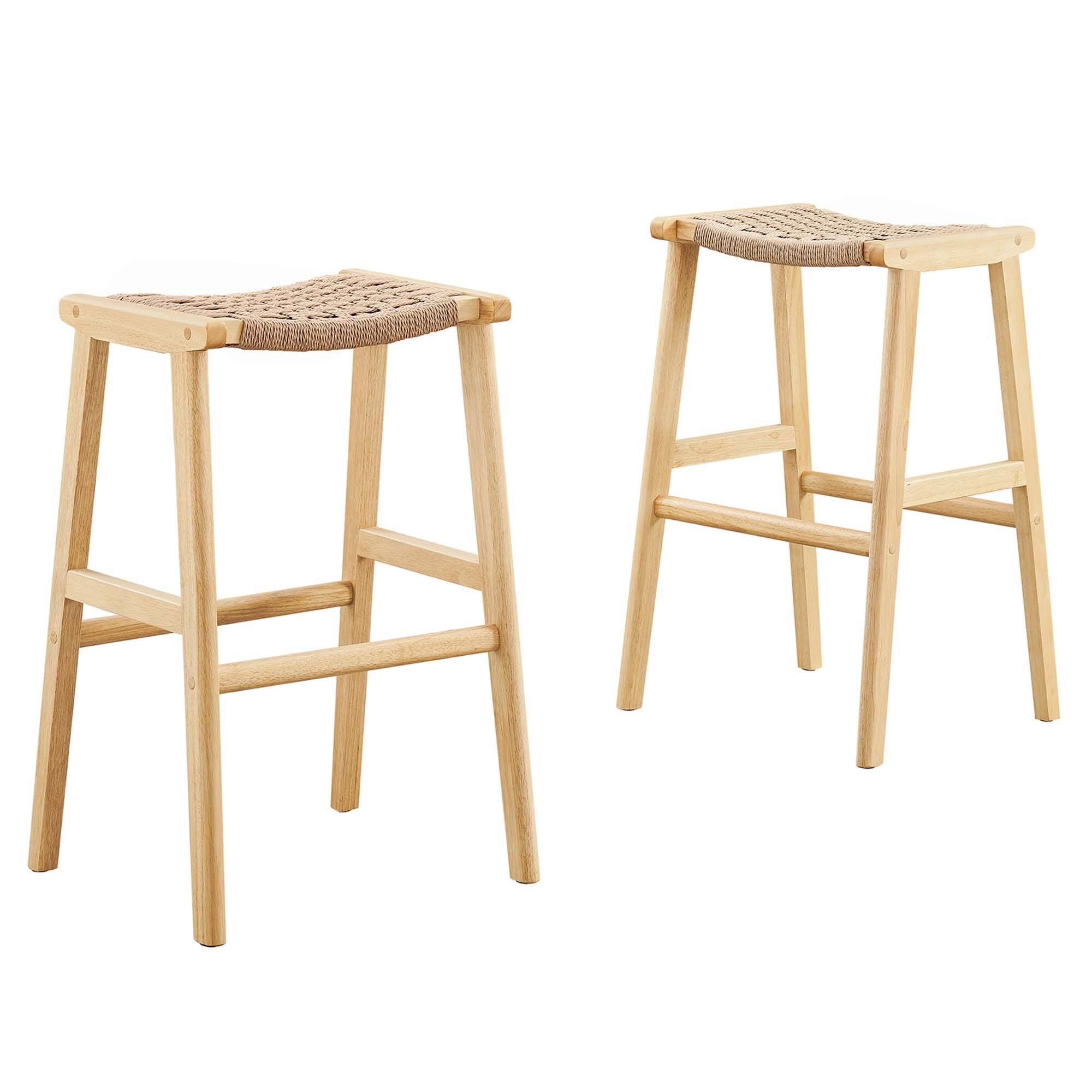 Angle. Modway - Saoirse Woven Rope Wood Bar Stool Set of 2 by Modway - Natural Natural.