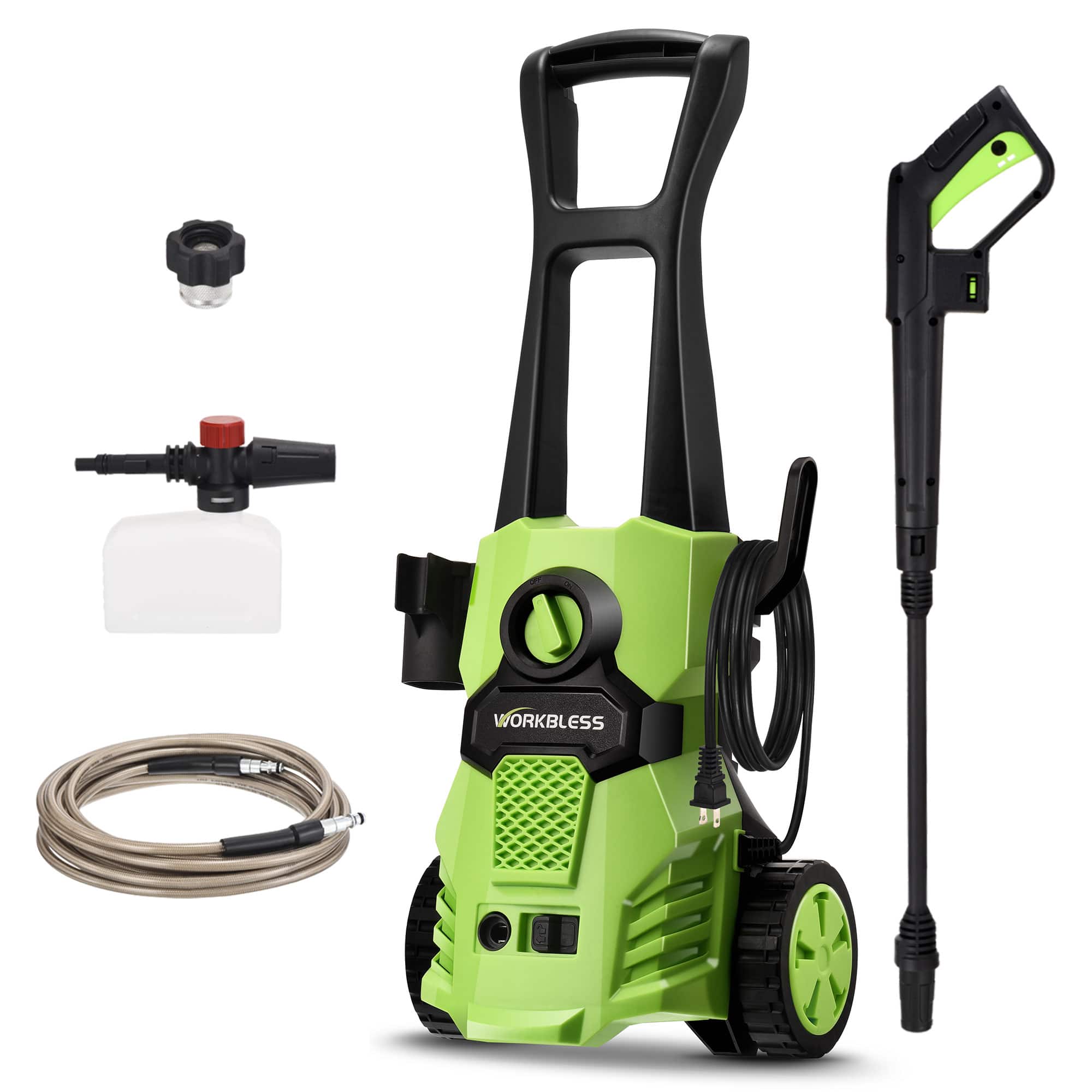 Unique Bargains - 4000 PSI 2.6 GPM Electric Pressure Washer, Angle-Adjustment Nozzle, with Foam Cannon for Car, Driveway, Patios