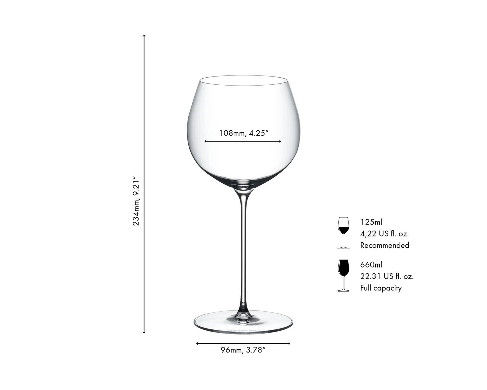 108mm, 4.25"  
9.21" 234mm,  
125ml 4.22 US fl. oz. Recommended  
660ml 22.31 US fl. oz. Full capacity  
96mm, 3.78"