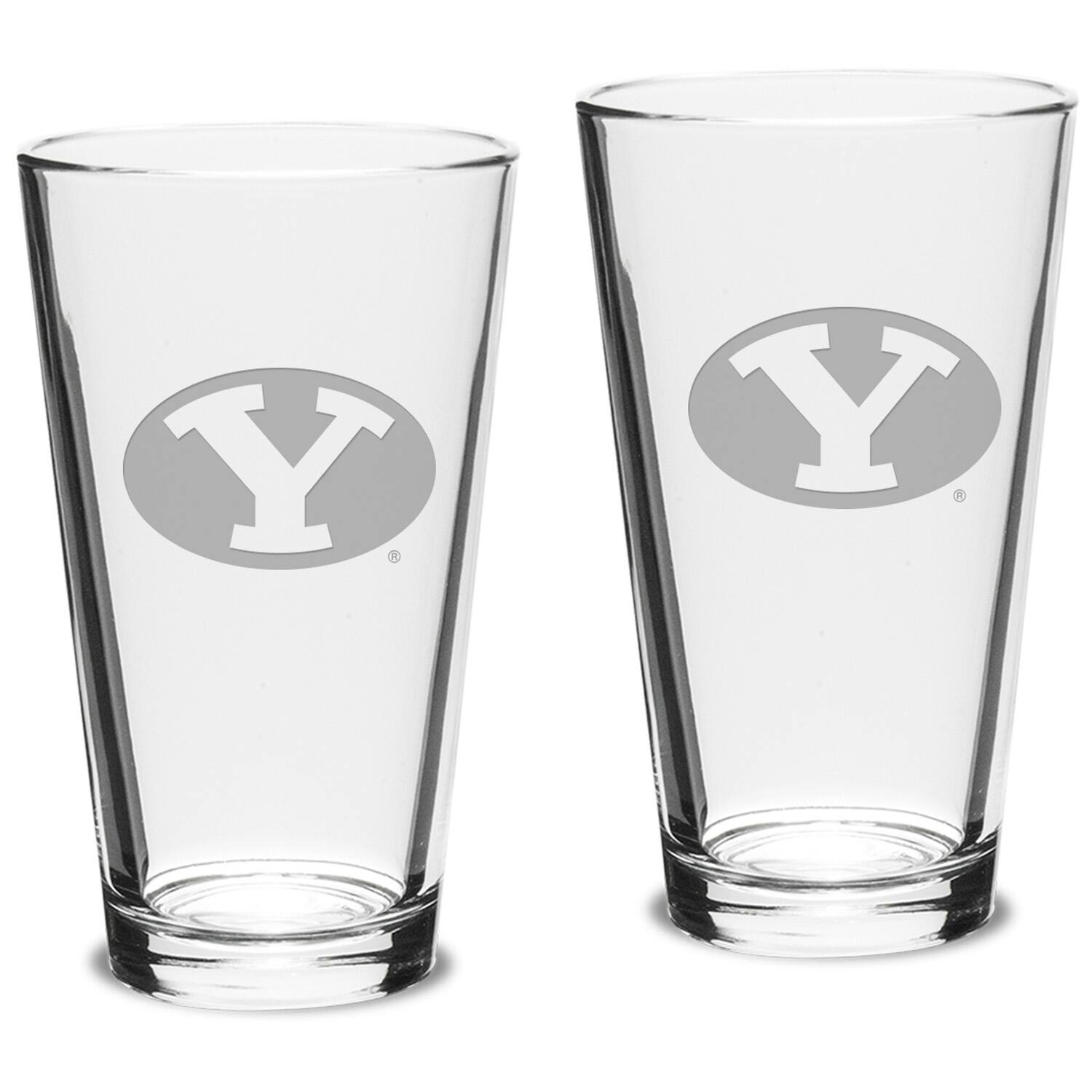 Front. Jardine - BYU Cougars 16oz. 2-Piece Classic Pub Glass Set - Multicolor.