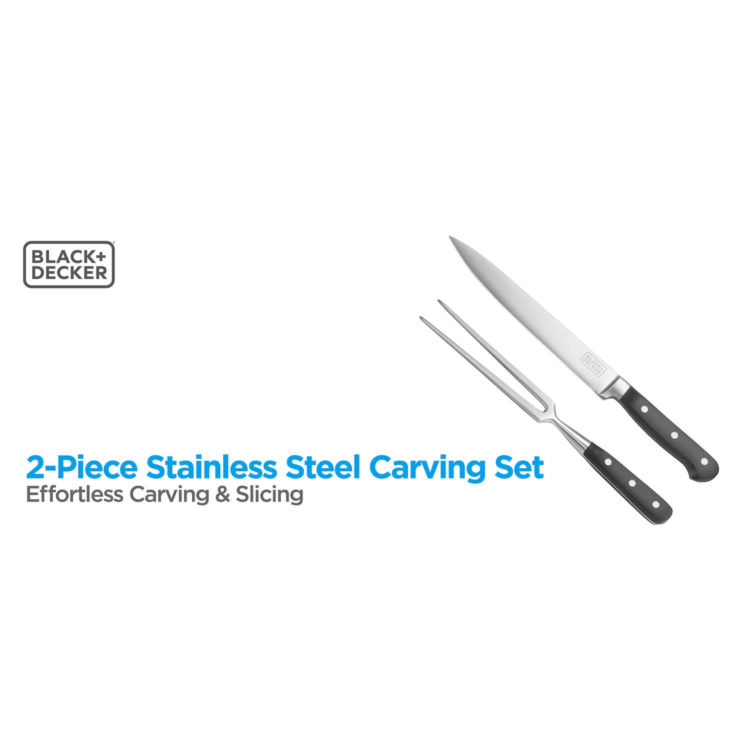 BLACK+ DECKER 2-Piece Stainless Steel Carving Set Effortless Carving & Slicing