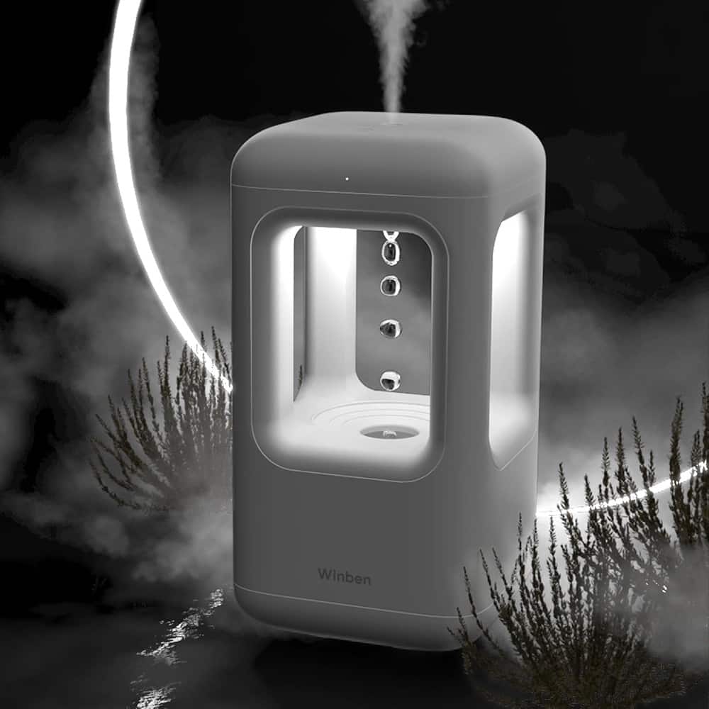 MOSZAR LLC - 600ml Small Humidifier, Anti-Gravity Water Flow, Quiet, White