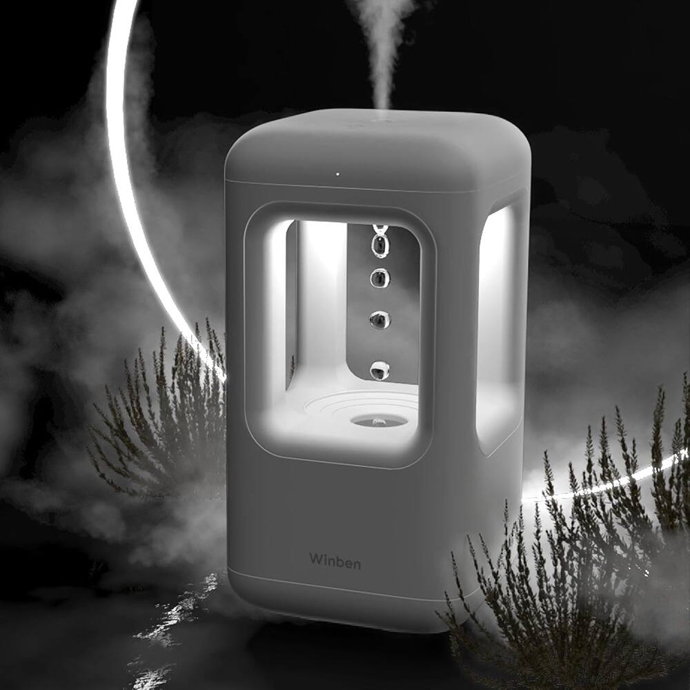 Front. MOSZAR LLC - 600ml Small Humidifier, Anti-Gravity Water Flow, Quiet, White.