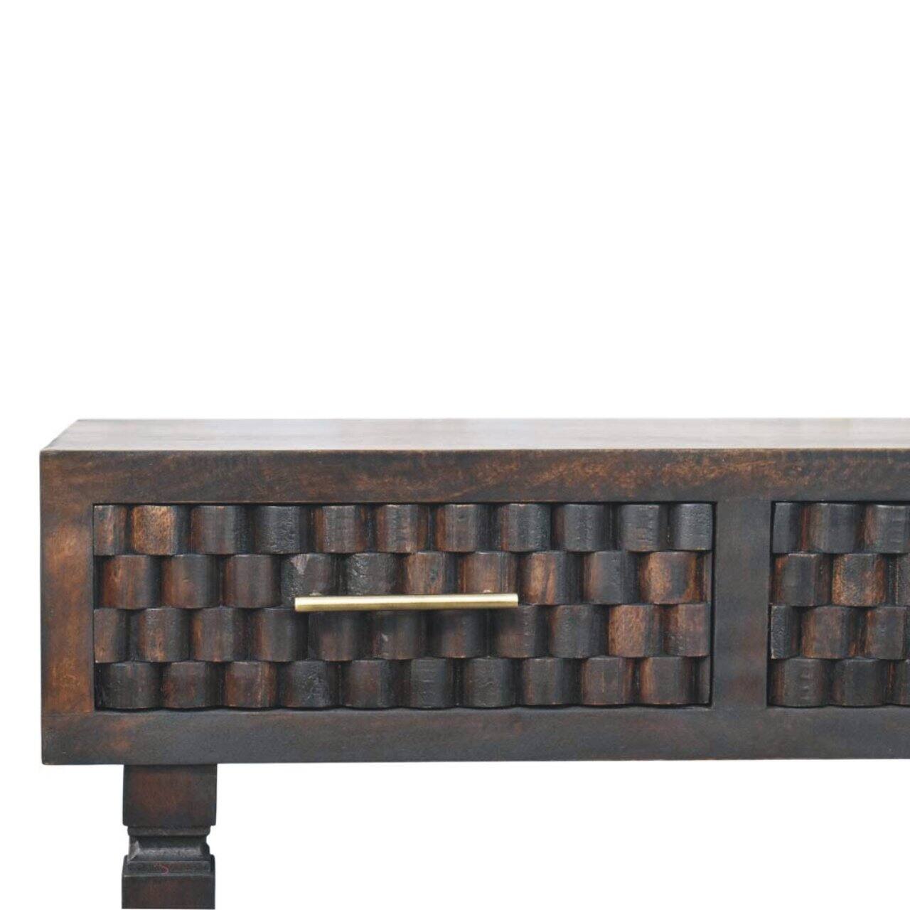 Back. Artisan Furniture - Artisan Furniture Cadiz Carved Slim Console, 2 Drawers - Brown.