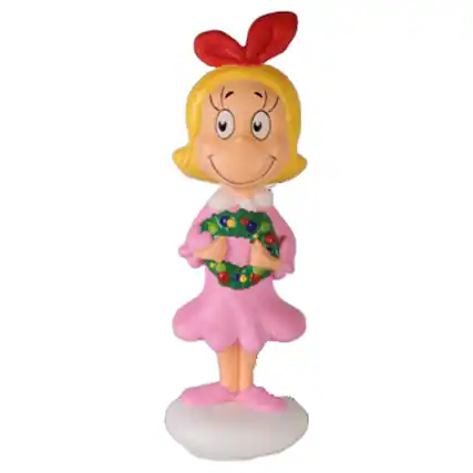 Front. Gemmy - Dr. Seuss LED Cindy Lou Who with Wreath 36 in. Blow Mold - Multicolored | Pink.