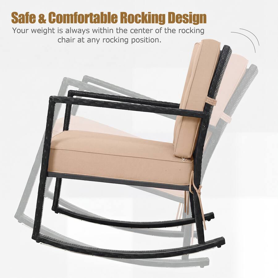 Gymax Set of 2 Patio Rattan Rocker Chair Outdoor Glider Rocking Chair ...