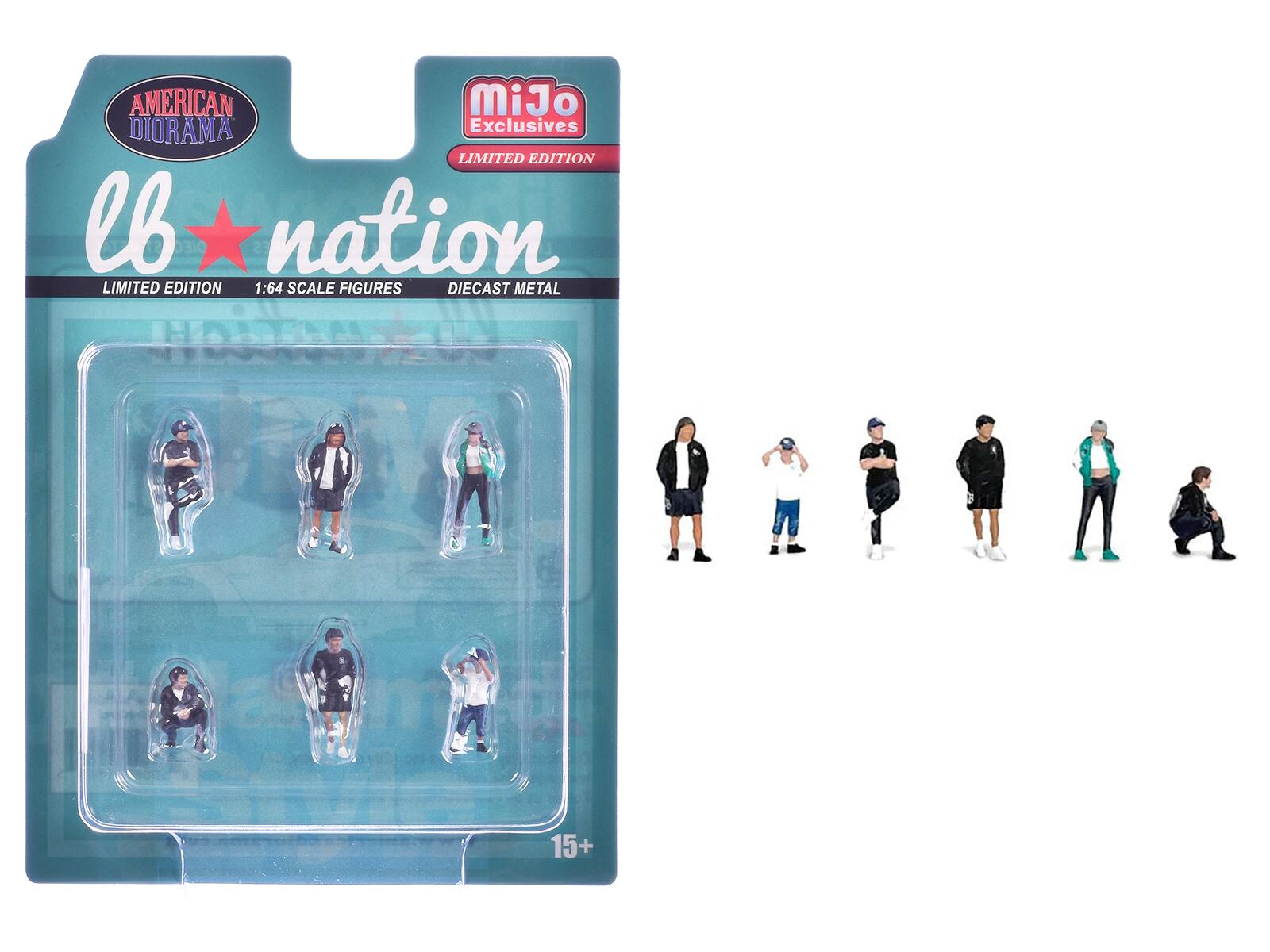 AMERICAN DIORAMA  
lb nation  
LIMITED EDITION  
1:64 SCALE FIGURES  
DIECAST METAL  
15+  

MiJo Exclusives  
LIMITED EDITION