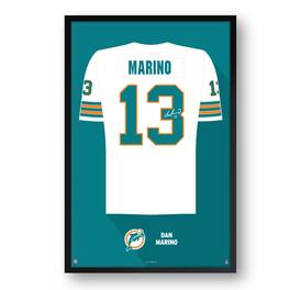 Sporticulture - Dan Marino Miami Dolphins Framed 27" x 39" Retired Jersey Art Print - Multicolor