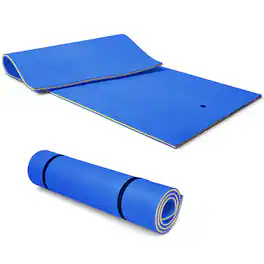 Costway - 3-Layer Floating Water Pad 12' x 6' Floating Oasis Foam Mat - Blue