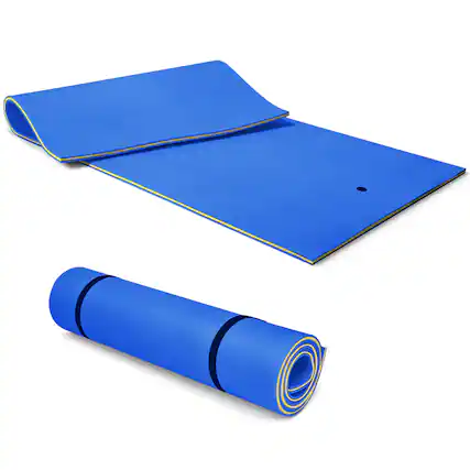 Front. Costway - Costway 3-Layer Floating Water Pad 12' x 6' Floating Oasis Foam Mat - Blue.