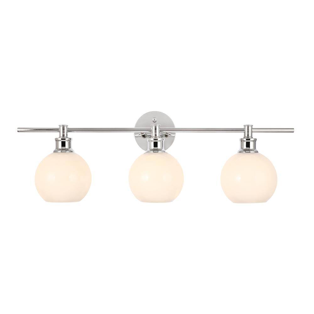Alt View 2. Living District - Collier 3 light Chrome and Frosted white glass Wall sconce - Chrome And Frosted White Glass.