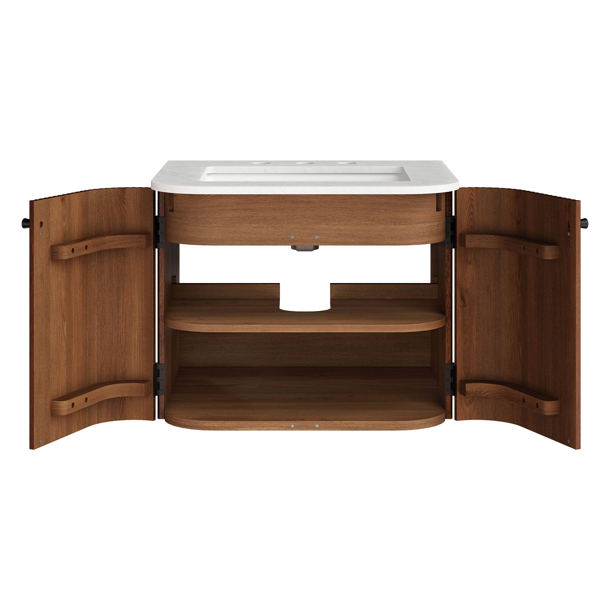 Alt View 6. Modway - Zia Wall-Mount Bathroom Vanity with Marble Sink by Modway - Walnut.