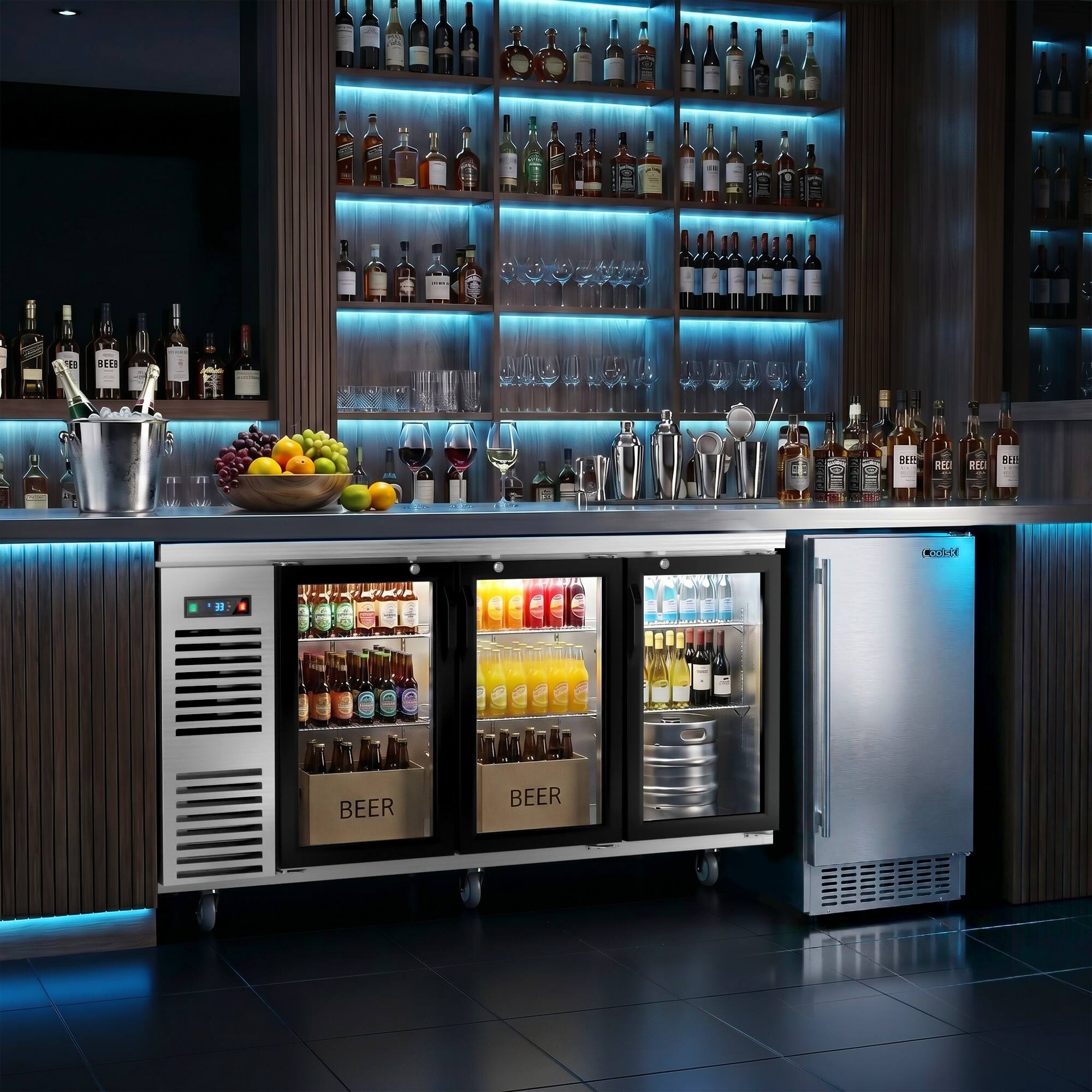 Coolski 72 in. W 25.6 cu. ft. Commercial Under Height Back Bar