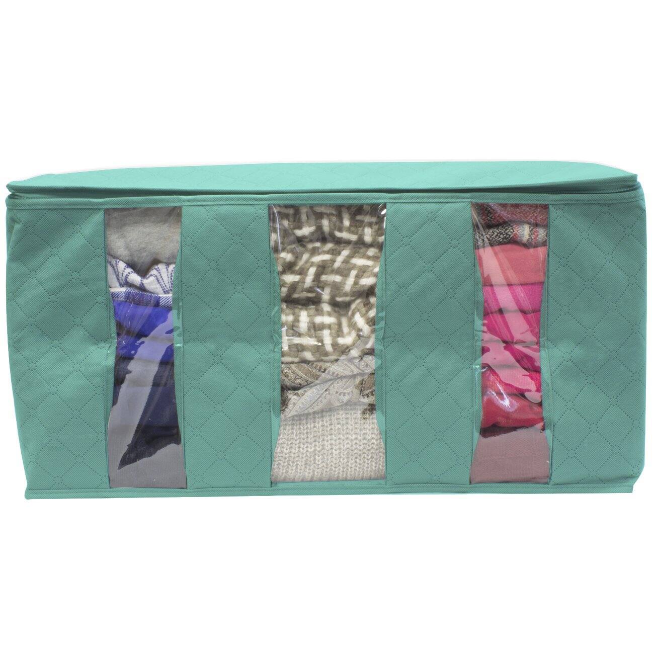 Alt View 1. Sorbus - Sorbus 1-Pc Foldable Storage Bag Organizers, 3 Sections, Great for Clothes, Blankets, Closets, Bedrooms, and More - Teal.