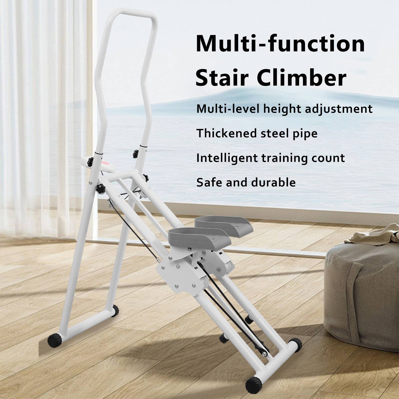 Multi-function Stair Climber  
Multi-level height adjustment  
Thickened steel pipe  
Intelligent training count  
Safe and durable