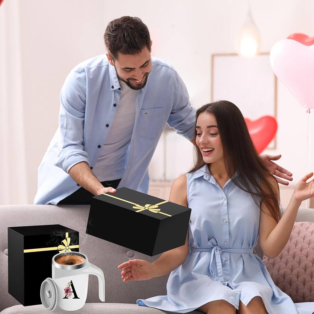 Alt View 3. Schertz - Magnetic Stirring Coffee Mug, Insulated Stainless Steel, Large, Leak-Proof - white.