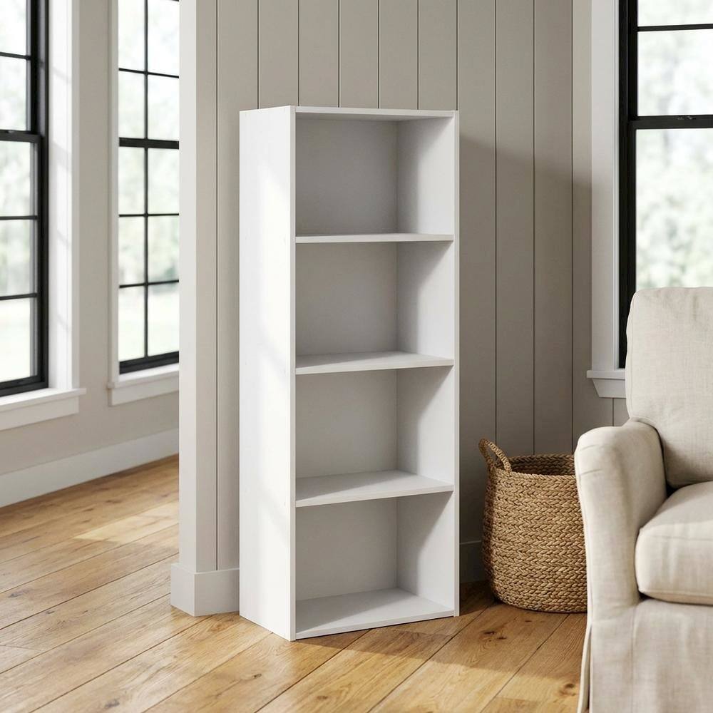 Left. FurniFact - Wood 4-Tier Open Shelf Closet and Clothing Storage Organizer - White.