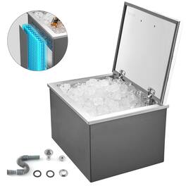 VEVOR - Drop in Ice Chest, 20"L x 16"W x 13"H Stainless Steel Drop in Cooler, 44.7 Quart Commercial Ice Bin with Flip Lid - Silver
