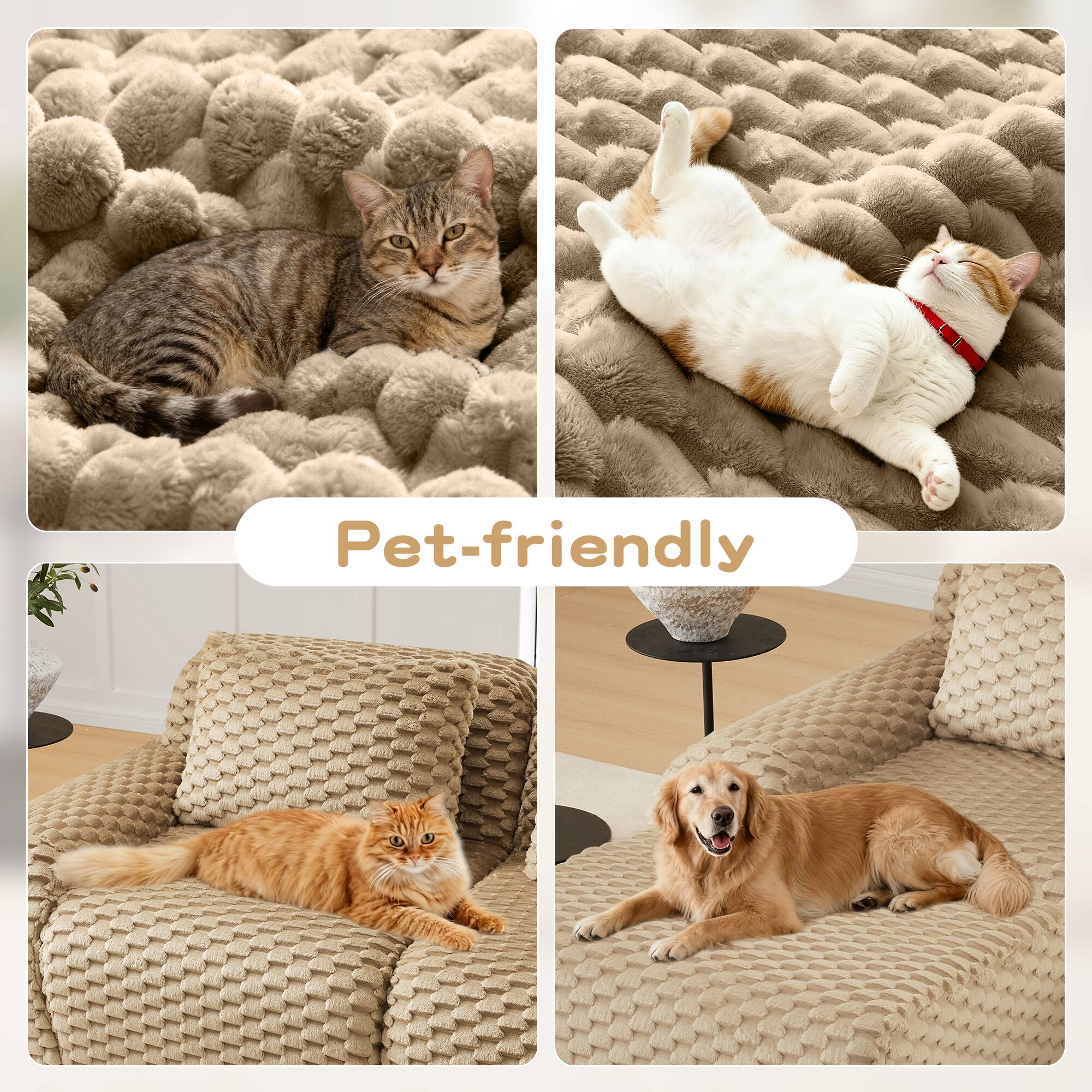 Alt View 2. LOVMOR - 4 Seater 146 inch L Shaped Modular Plush Sectional Couch Storage Ottoman No Assembly Compressed Pack For Cloud - Light Camel.