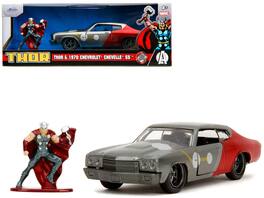 Jada - 1970 Chevrolet Chevelle SS Gray & Red Metallic Black Hood with Thor Diecast Figure "The Avengers" "Hollywood Rides" 1/32 - Gray Metallic And Red Metallic With Black
