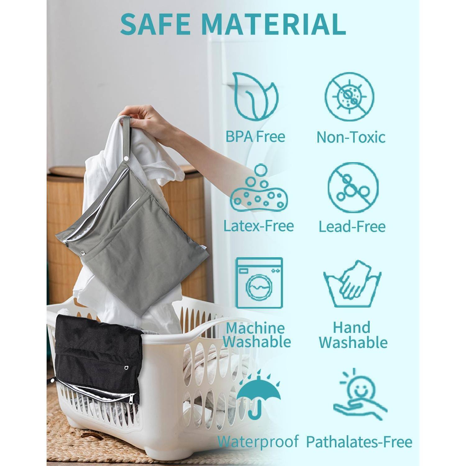 SAFE MATERIAL

- BPA Free
- Non-Toxic
- Latex-Free
- Lead-Free
- Machine Washable
- Hand Washable
- Waterproof
- Pathalates-Free