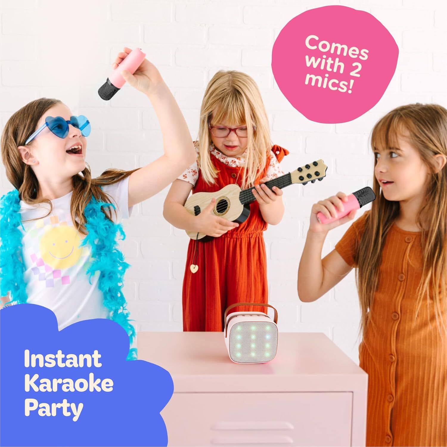 Comes with 2 mics!  
Instant Karaoke Party