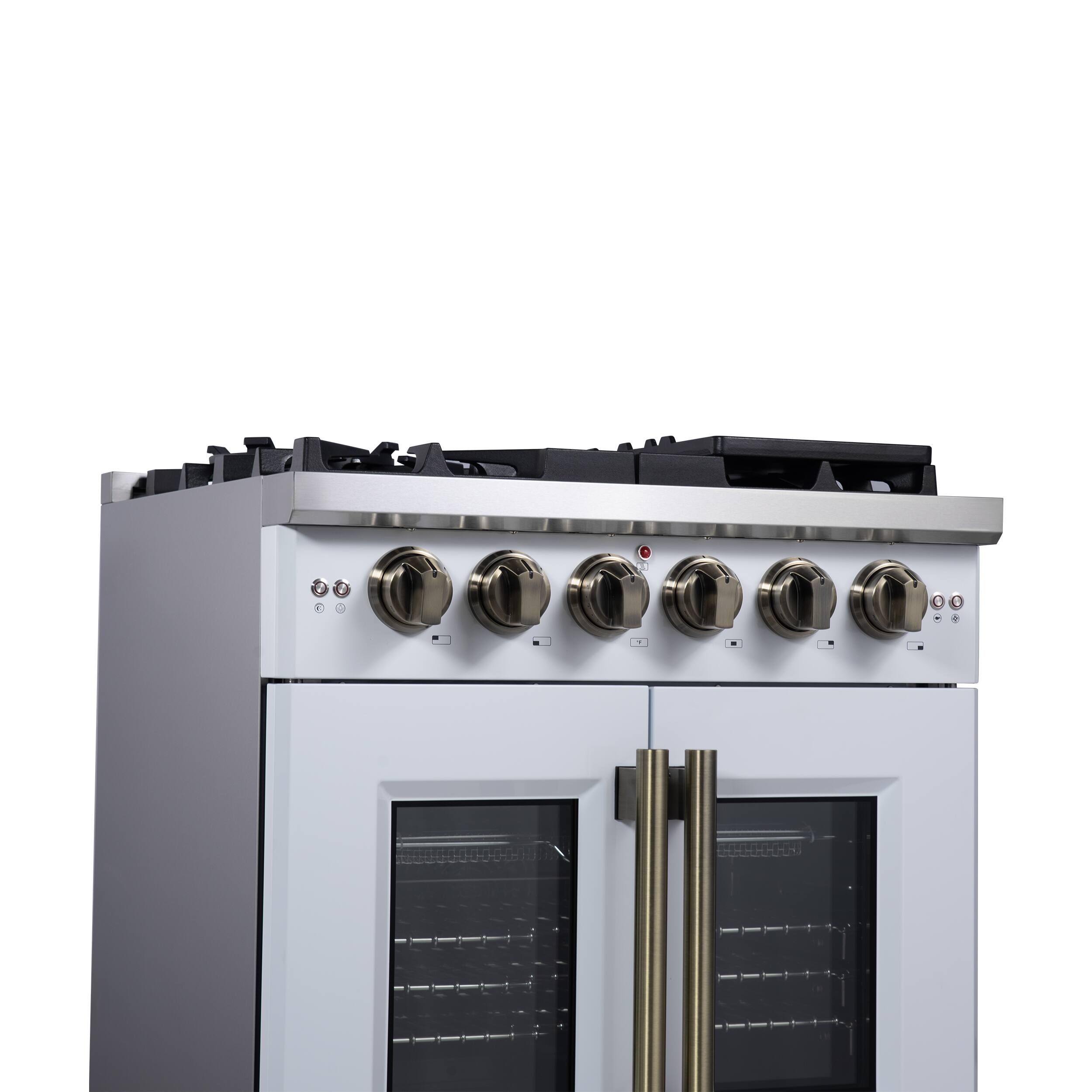 Alt View 10. Forno Appliances - Capriasca 4.32 Cu. Ft. Freestanding Gas Convection Range with French Doors - White.