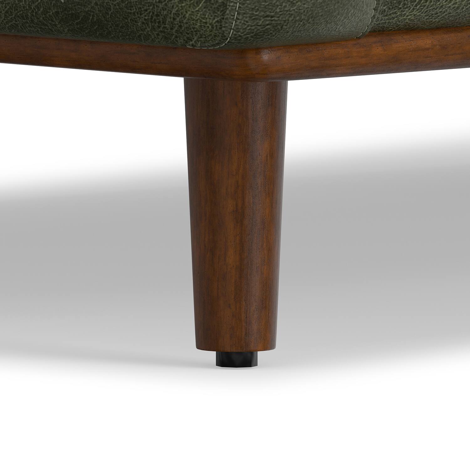Alt View 4. Simpli Home - Morrison 72-inch Mid-Century Modern Sofa in Moss Green Genuine Leather - Moss Green.