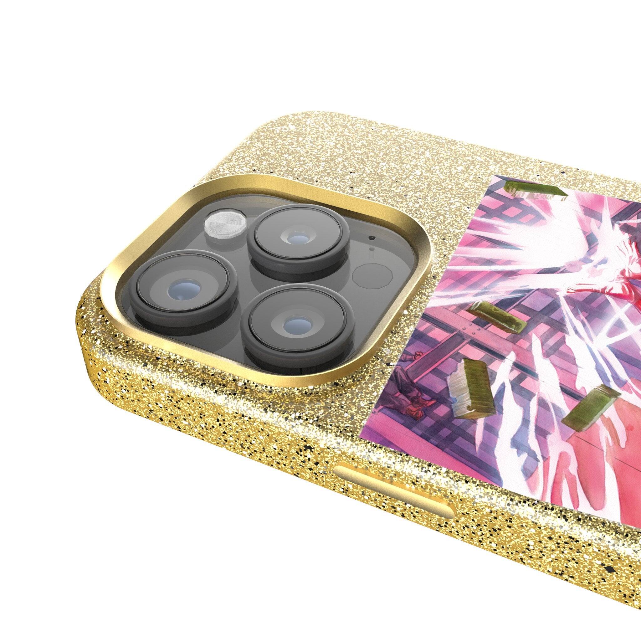 Back. Keyscaper - Marvel Cover Art Gold Bling Phone Case - Apple iPhone 15 - Scarlet Witch.