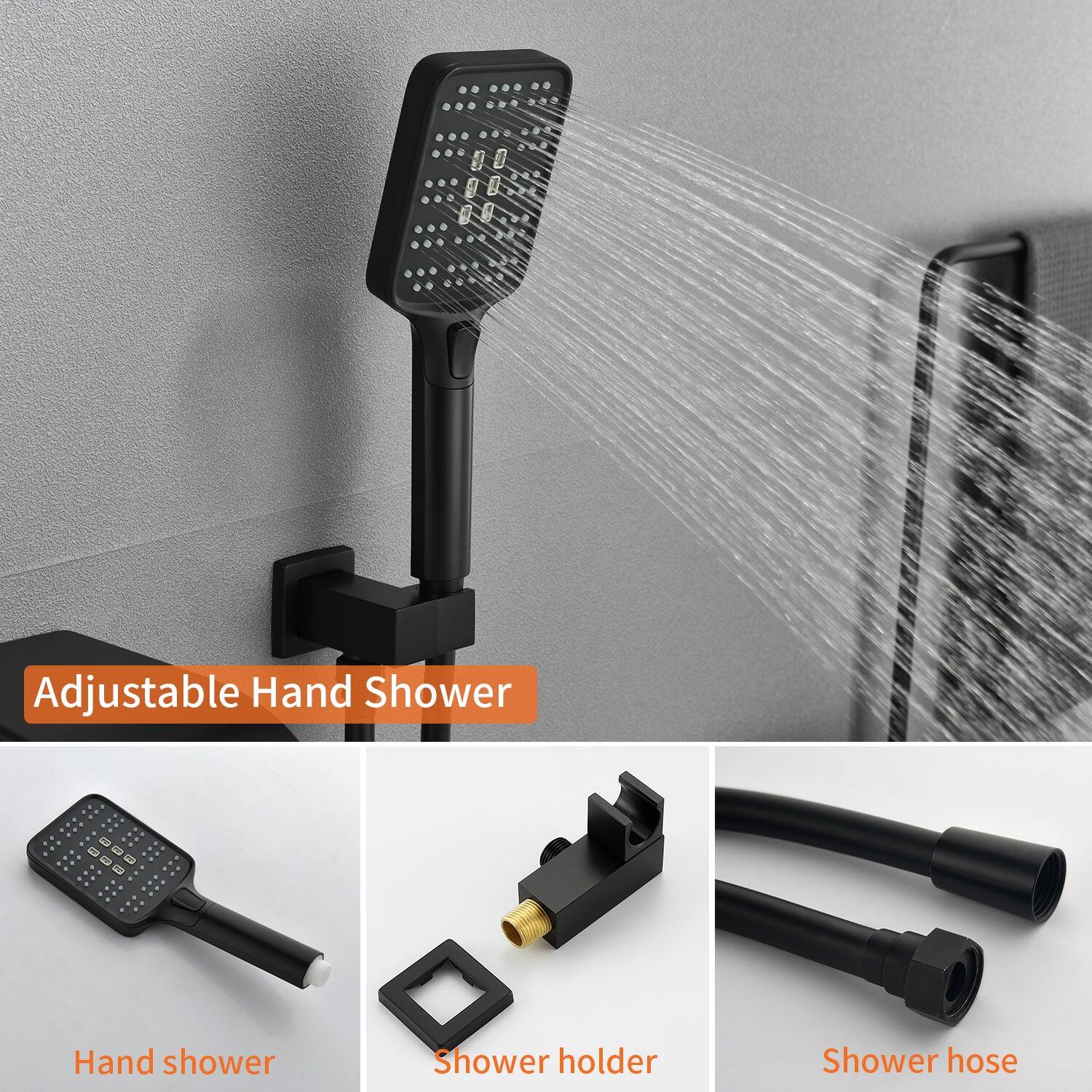 Adjustable Hand Shower

Hand shower

Shower holder

Shower hose