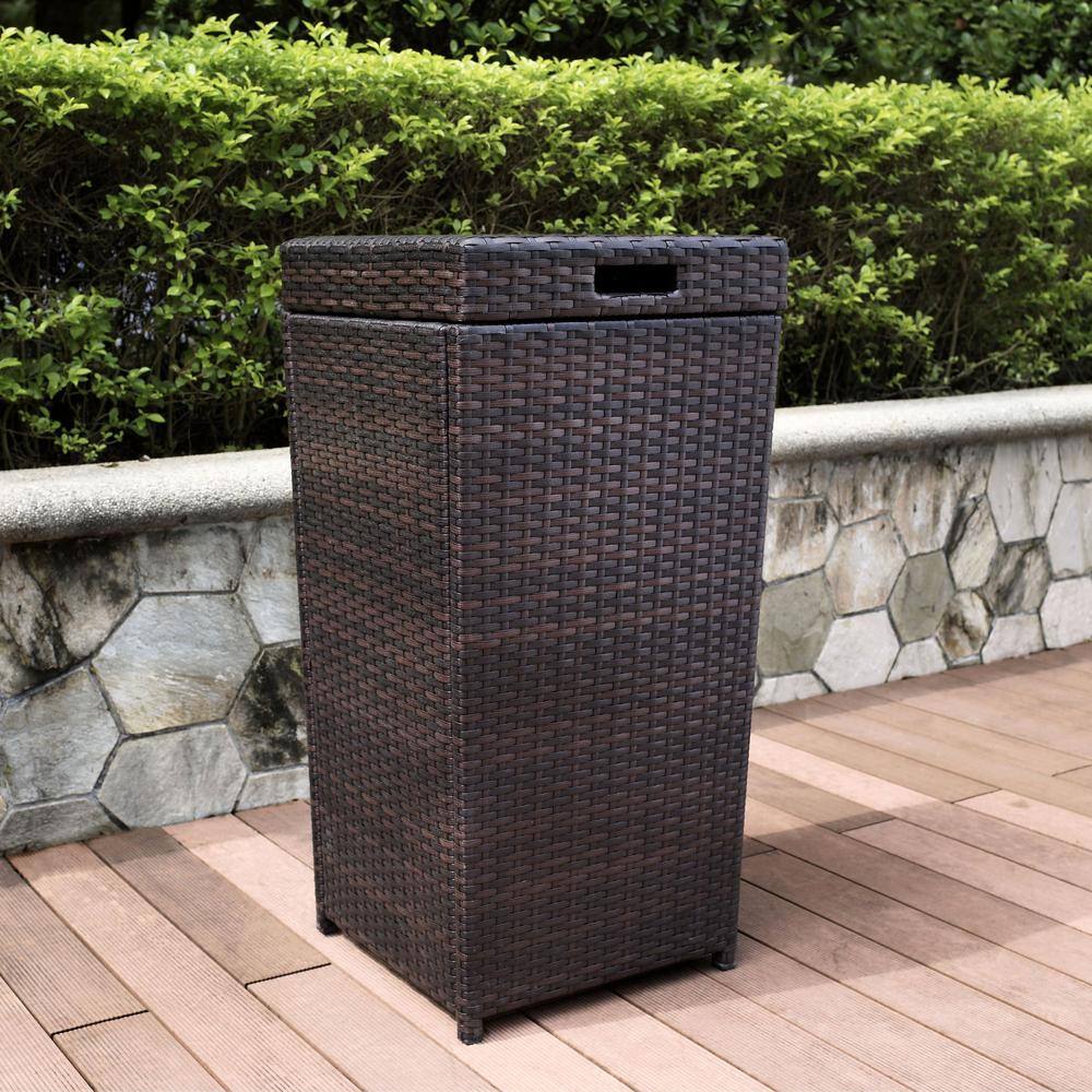 Alt View 1. Crosley Furniture - Palm Harbor Wicker Outdoor Trash Can - Brown.