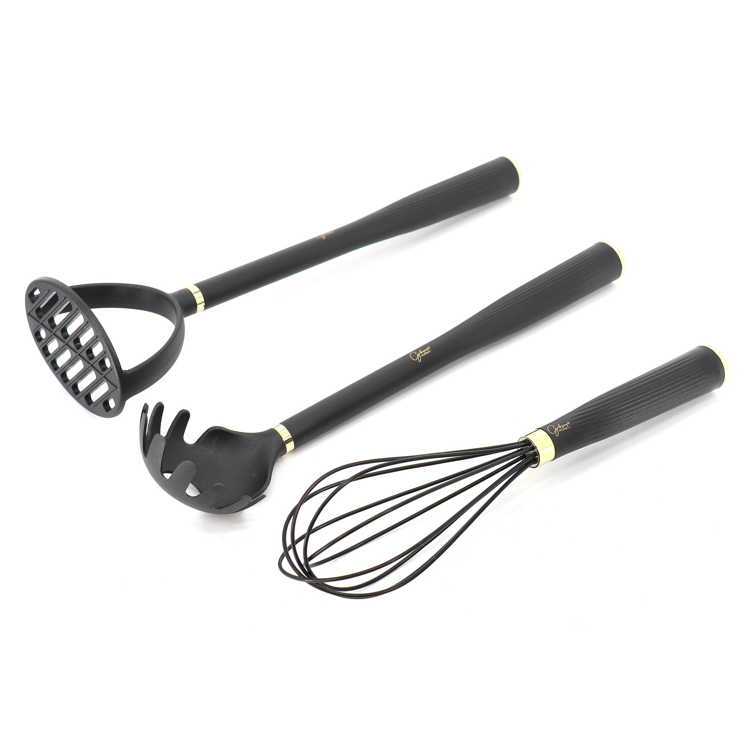 Alt View 4. Gibson - Gibson Home Hampsbridge 10 Piece Nylon Kitchen Tool Set and Utensil Crock in Black and Gold - Black.