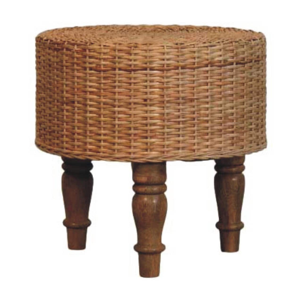 Artisan Furniture - Solid Wood Regency Round Woven Stool - Beige