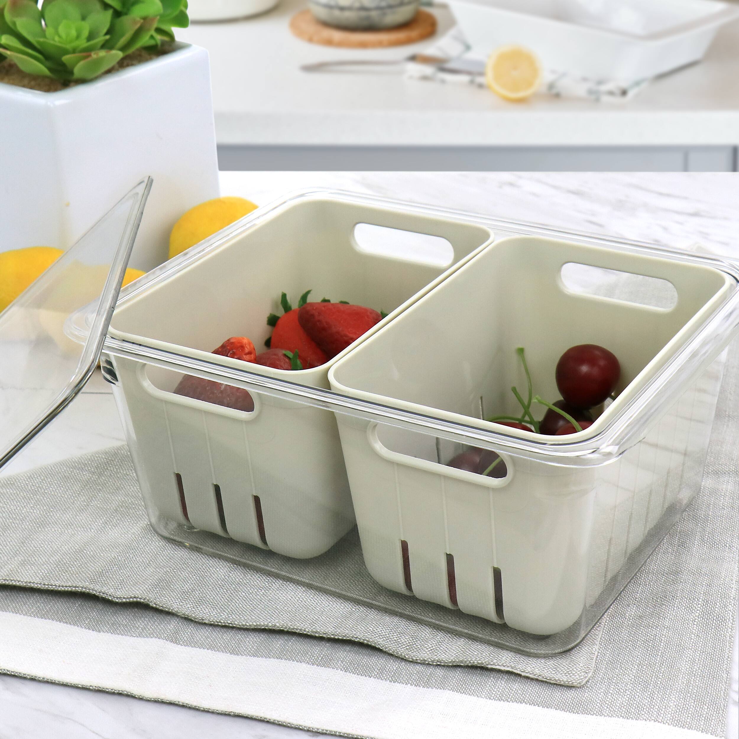 Alt View 3. Martha Stewart - Martha Stewart 4 Piece Mini Basket Fresh Keeper Container Set - Clear.