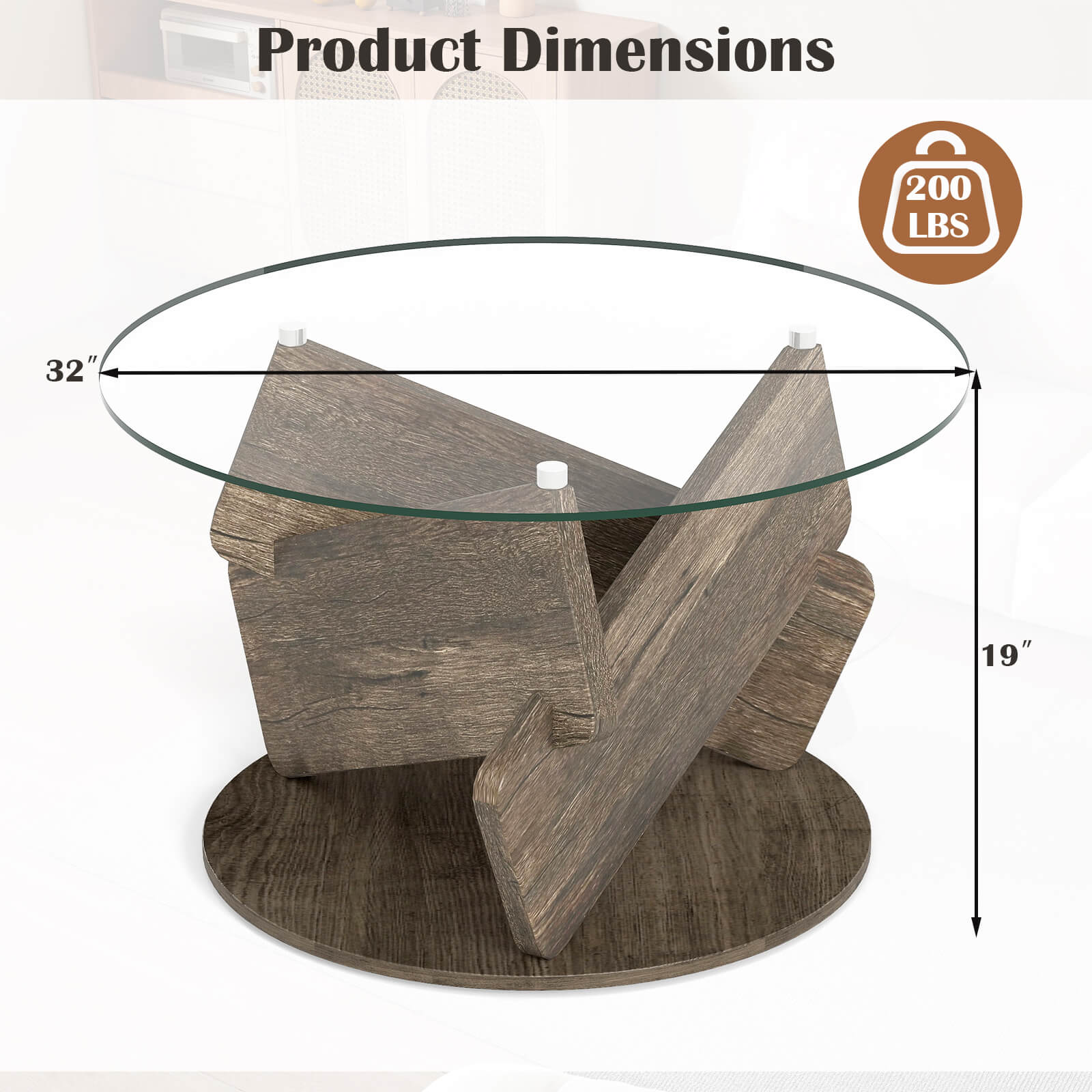 Product Dimensions  
200 LBS  
32"  
19"