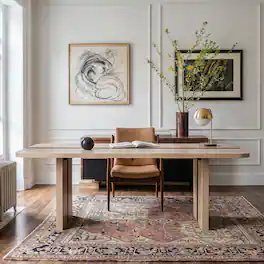 Homsee - Wood Veneer Large Desk Table 86.6", Modern Dining Table for Home Office 8 Seat, Natural Finish for Dining & Working - Wooden