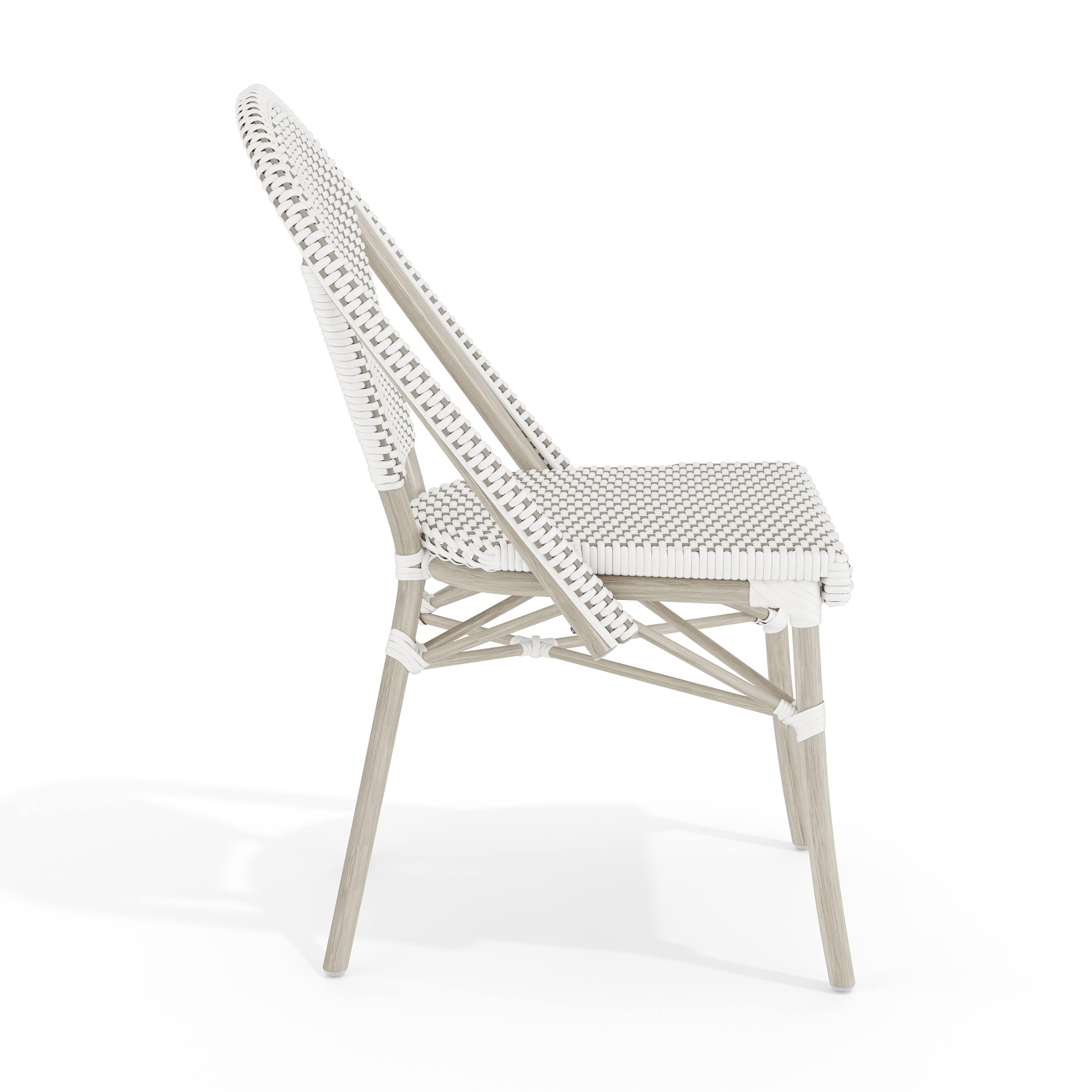 Alt View 8. Martha Stewart - Lily Pond 2PK All-Weather Stackable Patio Bistro Dining Chairs - Gray & White/Gray Frame.