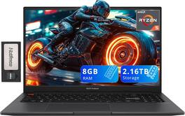 ASUS - VivoBook S15 Slim 15.6" FHD Laptop,Ryzen 5-5600H,8GB RAM,2TB SSD+160GB Docking Station,Fingerprint,Win 11 - Black