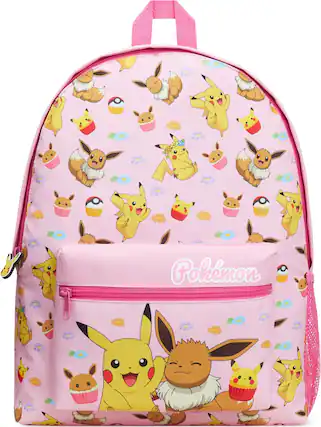 Front. Vulpecula Spade - Backpack for Kids Teens Boys Girls Pikachu Anime Bookbag Daypack Bag School Sports Gifts for Kids - Pink.