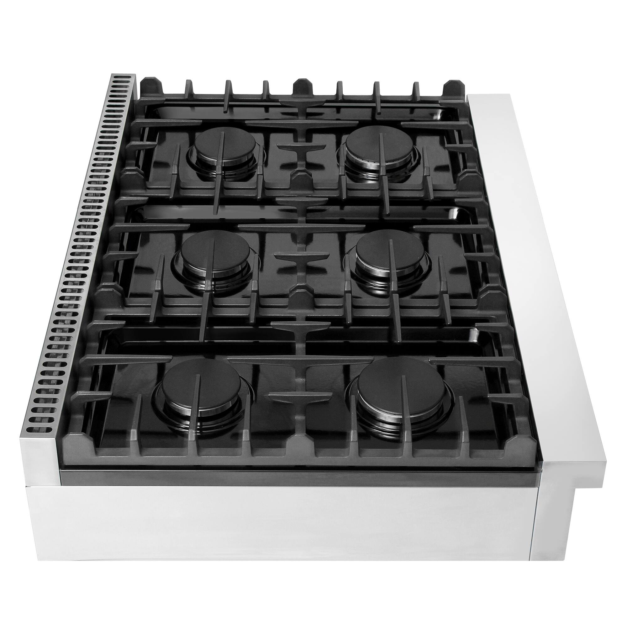 Alt View 6. COSMO - COS-GRT366 36 in. Slide-In Counter Gas Cooktop with 6 Sealed Italian Burners, Cast Iron Grates, Metal Knobs - Stainless Steel.